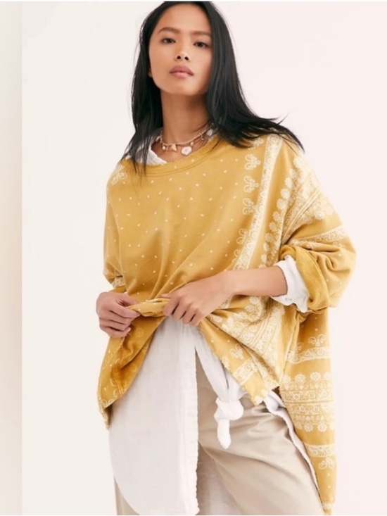 Magnolia Pearl Tops - Magnolia Pearl ⭐️ Francis Hi Lo Blockprint Sweatshirt Top 100% Cotton OSFM